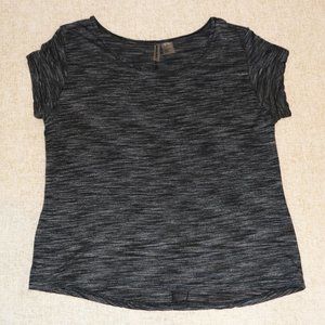 Just Be Free Black Peppered Short Sleeve Shirt L